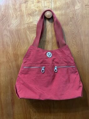 Baggallini Red/Orange Shoulder Tote with Dual Zip Pockets